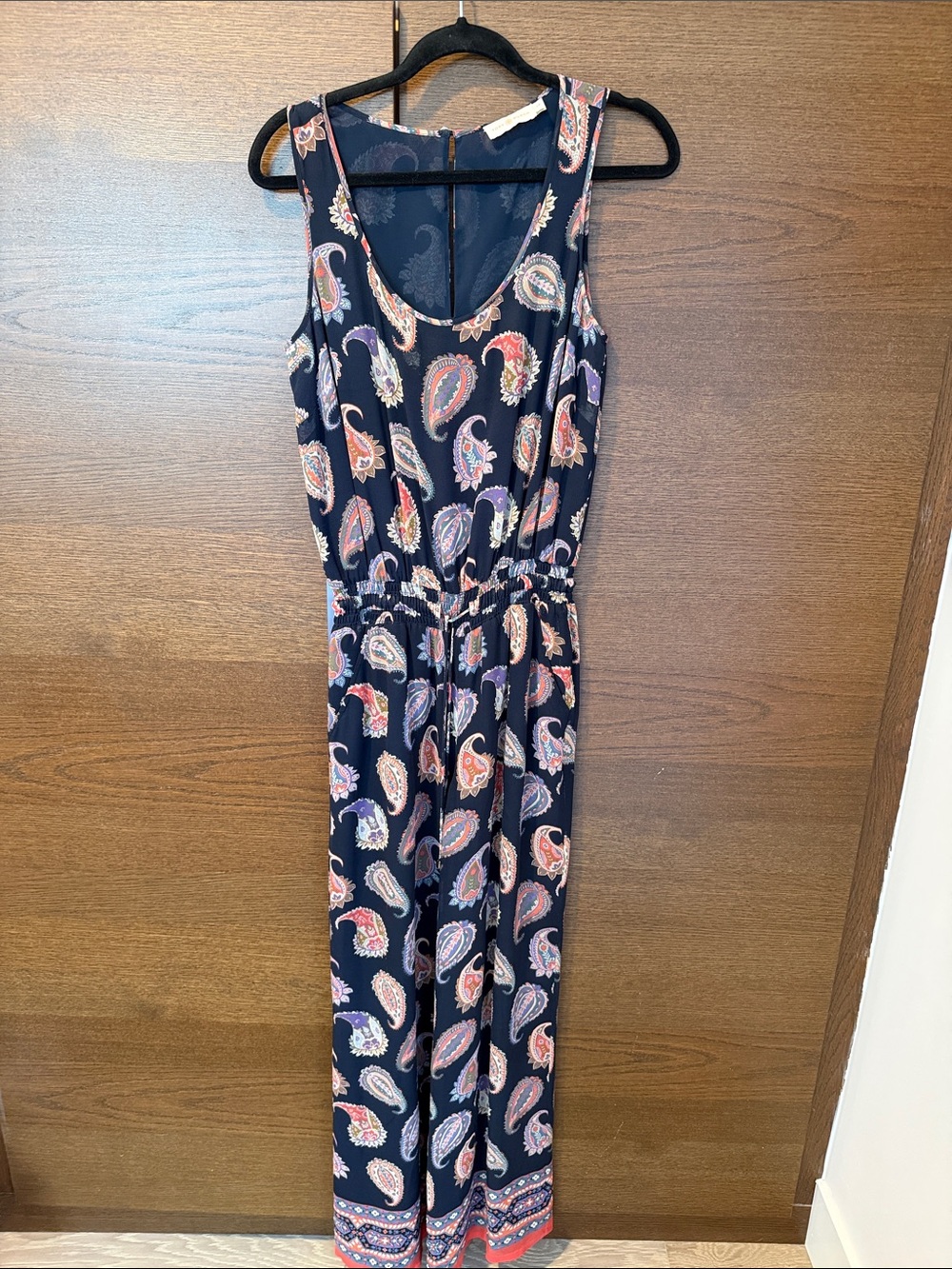 Tory Burch Navy Paisley Sleeveless Jumpsuit